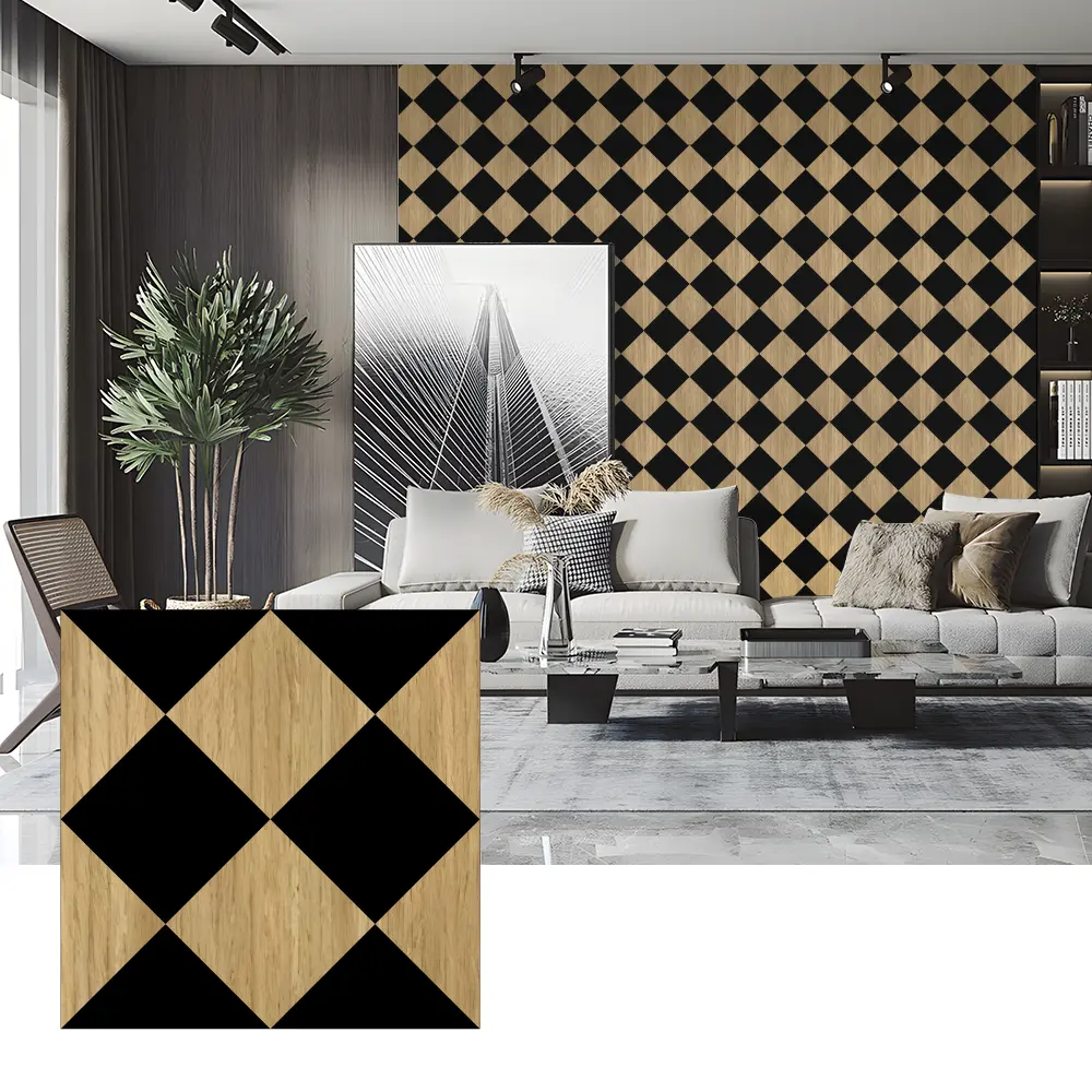 Tấm cách âm bằng gỗ Veneer để trang trí tường phòng ngủ Tấm cách âm bằng gỗ Veneer để trang trí tường phòng ngủ