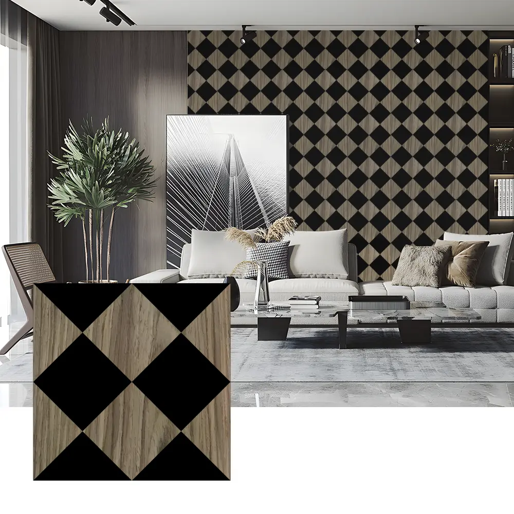 Tấm cách âm bằng gỗ Veneer để trang trí tường phòng ngủ