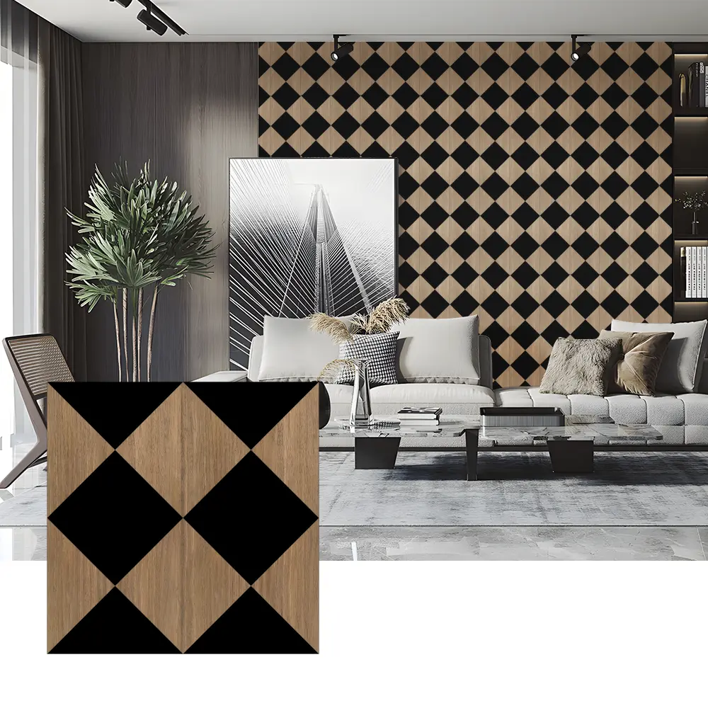 Tấm cách âm bằng gỗ Veneer để trang trí tường phòng ngủ