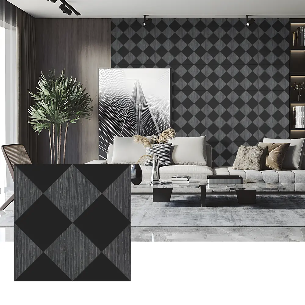 Tấm cách âm bằng gỗ Veneer để trang trí tường phòng ngủ